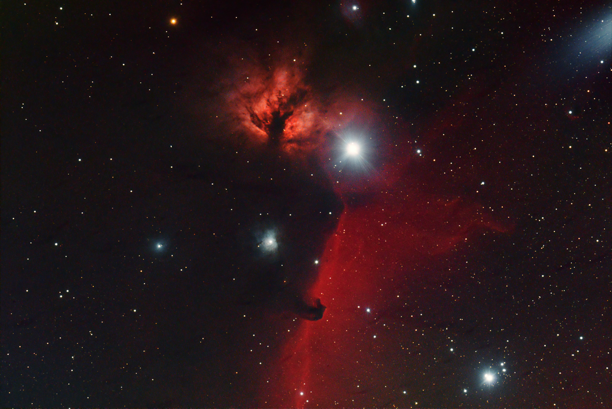 IC 434, Horsehead nebula and NGC 2024, Flame nebula